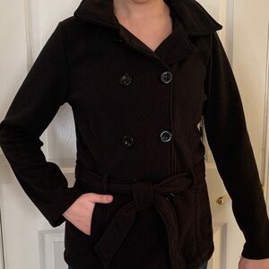 Women's Double-Breasted Hooded Fleece Jacket